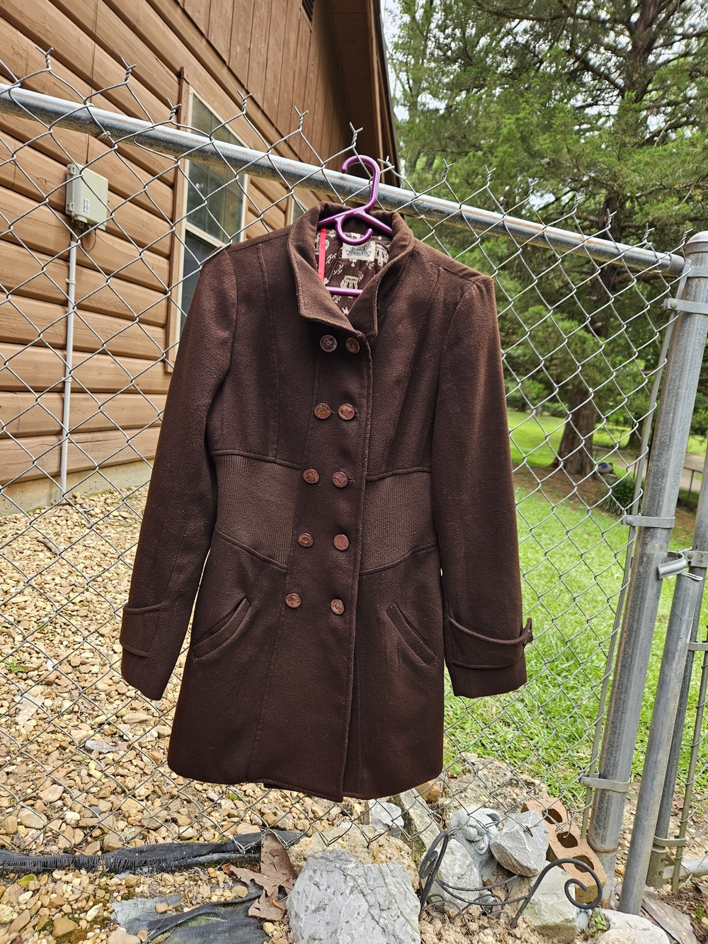 Dark Brown Pea Coat Large
